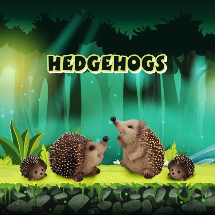 Toymany Hedgehog Figurines Garden Statues, 4PCS Plastic Realistic Safari Forest Jumbo Zoo Animals Toy Figures, Cake Topper Party Favor Flowerpot Plants Decor Terrarium Ornaments - Image 5