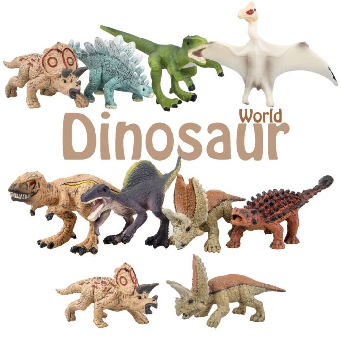 TOYMANY 8PCS Realistic Mini Dinosaurs Figures, Detailed Textures Dino Figurines Cake Topper Toy Set, Easter Eggs Christmas Birthday Gift for Kids Children Toddlers