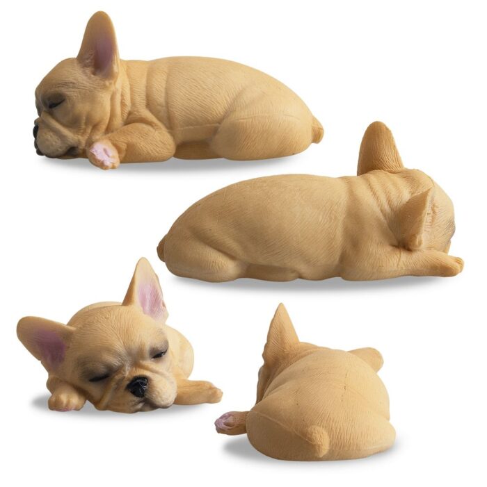 TOYMANY 6PCS Realistic French Bulldog Figurines, Small Solid Lying and Sleepy Dog Figures Toy Set, Christmas Birthday Gift Party Favor School Project Decoration Cake Toppers for Kids Toddlers Children - Image 6