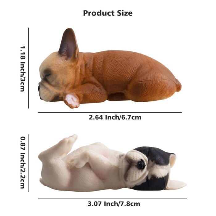 TOYMANY 6PCS Realistic French Bulldog Figurines, Small Solid Lying and Sleepy Dog Figures Toy Set, Christmas Birthday Gift Party Favor School Project Decoration Cake Toppers for Kids Toddlers Children - Image 8