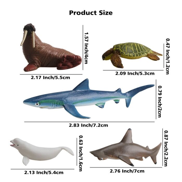 TOYMANY 24PCS Mini Sea Animal Figures, Realistic Ocean Animals Figurines Cake Topper Toy Set with Sharks Whales Octopus, Easter Egg Christmas Birthday Gift Party Favor School Project for Kids Toddlers - Image 3