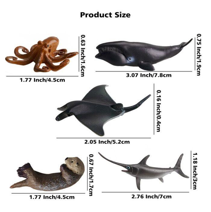 TOYMANY 24PCS Mini Sea Animal Figures, Realistic Ocean Animals Figurines Cake Topper Toy Set with Sharks Whales Octopus, Easter Egg Christmas Birthday Gift Party Favor School Project for Kids Toddlers - Image 4