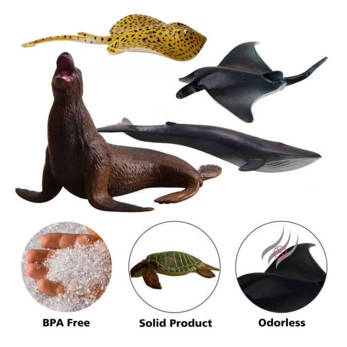 TOYMANY 24PCS Mini Sea Animal Figures, Realistic Ocean Animals Figurines Cake Topper Toy Set with Sharks Whales Octopus, Easter Egg Christmas Birthday Gift Party Favor School Project for Kids Toddlers - Image 6