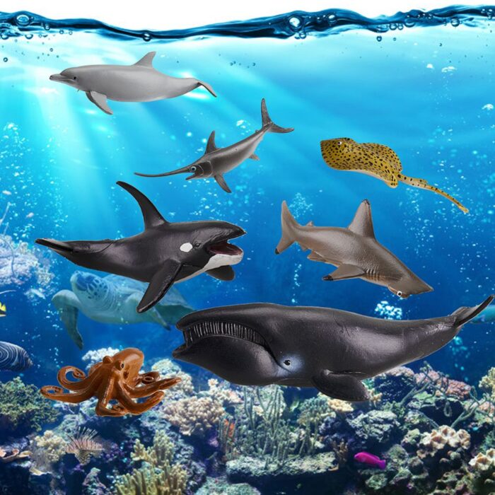 TOYMANY 24PCS Mini Sea Animal Figures, Realistic Ocean Animals Figurines Cake Topper Toy Set with Sharks Whales Octopus, Easter Egg Christmas Birthday Gift Party Favor School Project for Kids Toddlers - Image 10