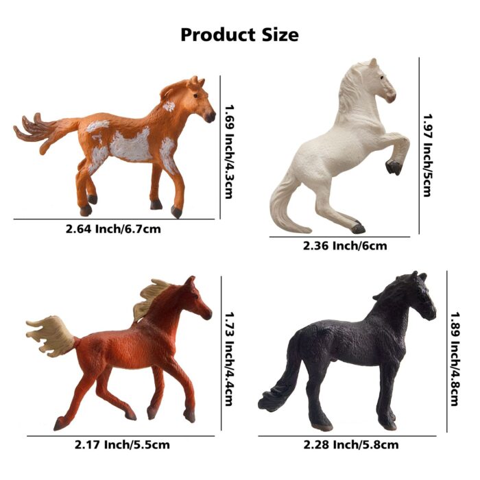 TOYMANY 12PCS 1-2" Tiny Horse Figurines Toy Set, Plastic Miniature Pony Small Foal Figures, Christmas Birthday Gift Cupcake Cake Topper Party Favor Educational Toy School Prize for Kids Toddlers - Image 8