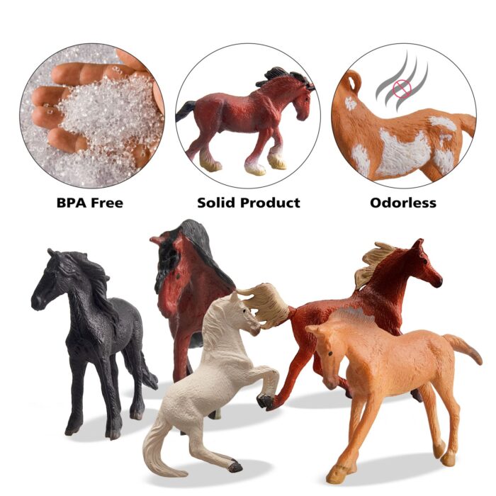 TOYMANY 12PCS 1-2" Tiny Horse Figurines Toy Set, Plastic Miniature Pony Small Foal Figures, Christmas Birthday Gift Cupcake Cake Topper Party Favor Educational Toy School Prize for Kids Toddlers - Image 12