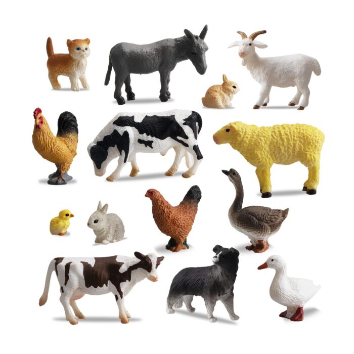 TOYMANY 14PCS 0.3-2" Tiny Farm Animal Figures Toy, Detailed Texture Farm Figurines Cake Topper Toy Set, Easter Egg Christmas Birthday Gift Party Favor School Project for Kids Children Toddlers - Image 11