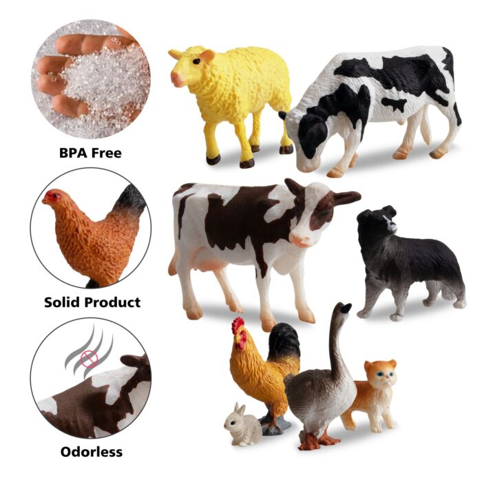 TOYMANY 14PCS 0.3-2" Tiny Farm Animal Figures Toy, Detailed Texture Farm Figurines Cake Topper Toy Set, Easter Egg Christmas Birthday Gift Party Favor School Project for Kids Children Toddlers - Image 6