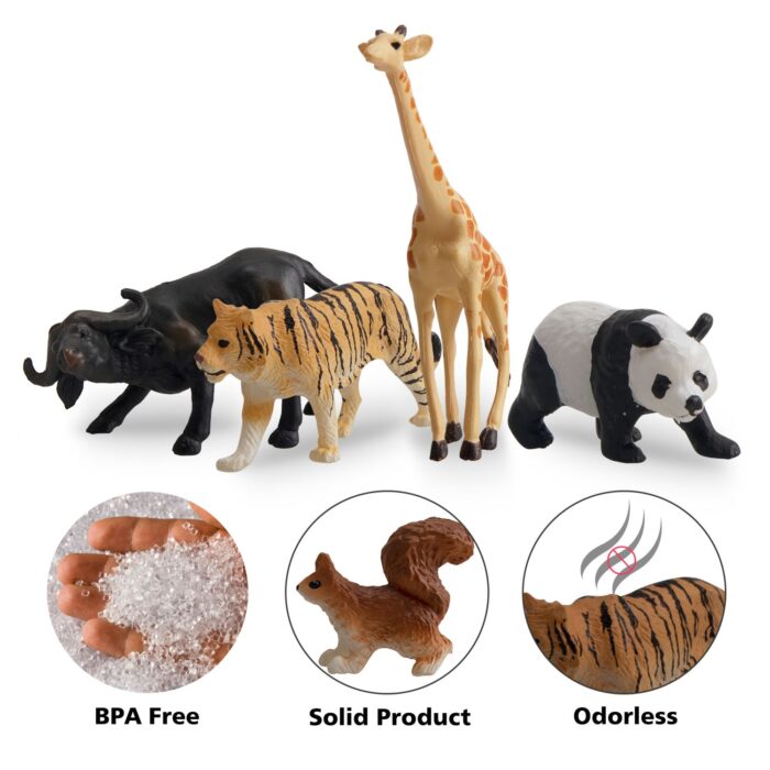 TOYMANY 14PCS 1-2" Tiny Safari Animal Figures Toy, Realistic Mini Jungle Zoo Animal Figurines Cake Topper Toy Set, Easter Egg Christmas Birthday Gift Party Favor School Project for Kids Toddlers - Image 8