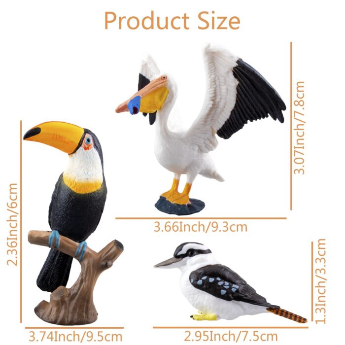 TOYMANY 8PCS Realistic Bird Animals Figurines, 2-4" Plastic Tropical Bird Figures Toy Set Includes Toucan,Ostrich,Owl,Flamingo, Educational Toy Cake Toppers Christmas Birthday Gift for Kids Toddlers - Image 6