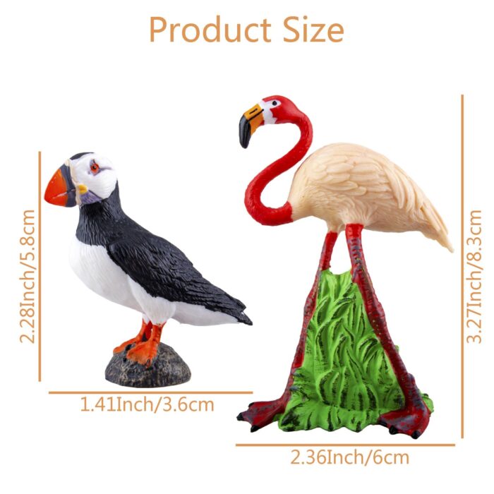 TOYMANY 8PCS Realistic Bird Animals Figurines, 2-4" Plastic Tropical Bird Figures Toy Set Includes Toucan,Ostrich,Owl,Flamingo, Educational Toy Cake Toppers Christmas Birthday Gift for Kids Toddlers - Image 5