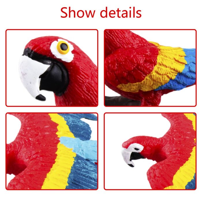 TOYMANY 9PCS Realistic Parrot Birds Figurines, 2-4" Plastic Macaw Animals Figures Set Includes Cockatoo,Scarlet Macaw, Educational Toy Cake Toppers Christmas Birthday Gift for Kids Toddlers - Image 9