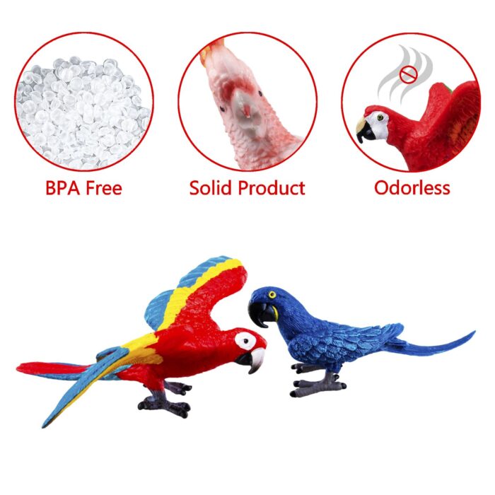 TOYMANY 9PCS Realistic Parrot Birds Figurines, 2-4" Plastic Macaw Animals Figures Set Includes Cockatoo,Scarlet Macaw, Educational Toy Cake Toppers Christmas Birthday Gift for Kids Toddlers - Image 8