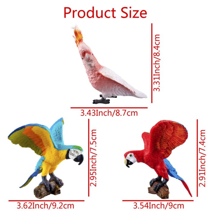 TOYMANY 9PCS Realistic Parrot Birds Figurines, 2-4" Plastic Macaw Animals Figures Set Includes Cockatoo,Scarlet Macaw, Educational Toy Cake Toppers Christmas Birthday Gift for Kids Toddlers - Image 7