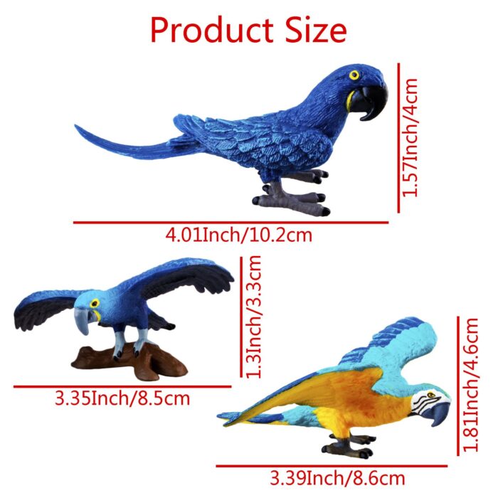 TOYMANY 9PCS Realistic Parrot Birds Figurines, 2-4" Plastic Macaw Animals Figures Set Includes Cockatoo,Scarlet Macaw, Educational Toy Cake Toppers Christmas Birthday Gift for Kids Toddlers - Image 6