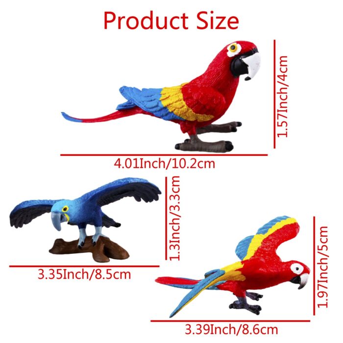 TOYMANY 9PCS Realistic Parrot Birds Figurines, 2-4" Plastic Macaw Animals Figures Set Includes Cockatoo,Scarlet Macaw, Educational Toy Cake Toppers Christmas Birthday Gift for Kids Toddlers - Image 5