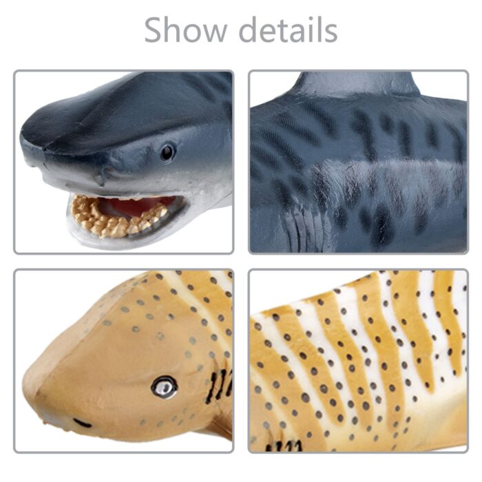 TOYMANY 6PCS 5-8" L Realistic Shark Bath Toy Figurines, Plastic Ocean Sea Animals Figures Set Includes Whale Shark,Tiger Shark,Mako Shark, Cake Toppers Christmas Birthday Gift for Kids Toddlers - Image 9