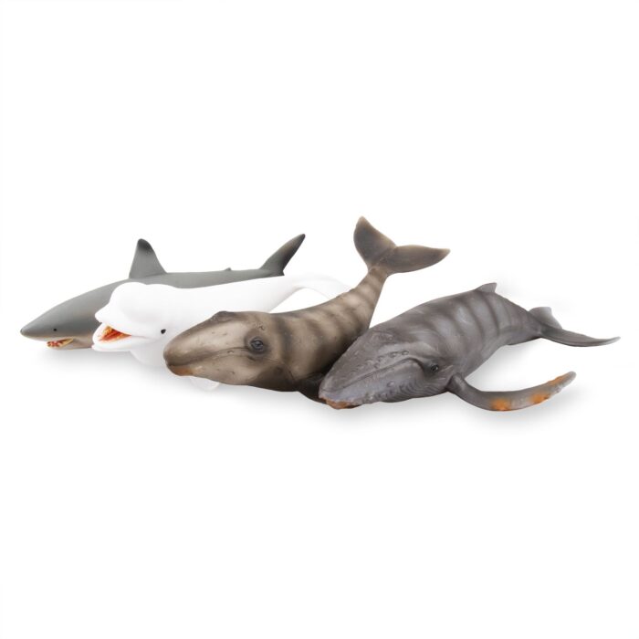 TOYMANY 6PCS 7" L Realistic Large Shark and Whale Figurines Bath Toy Set, Plastic Play Ocean Sea Animals Figures Set Includes Mako Shark,Great White Shark, Christmas Birthday Gift for Kids Toddlers - Image 10