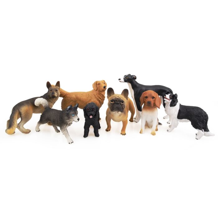 8PCS Dog Figurines Toy Set, Realistic Detailed Plastic Dog Figures Animals Toy Playset with Husky Retriever Bulldog - Image 2