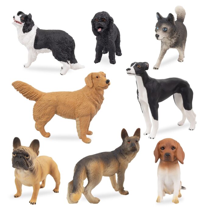 8PCS Dog Figurines Toy Set, Realistic Detailed Plastic Dog Figures Animals Toy Playset with Husky Retriever Bulldog - Image 3