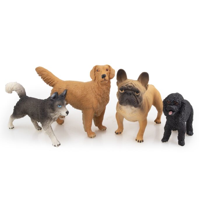 8PCS Dog Figurines Toy Set, Realistic Detailed Plastic Dog Figures Animals Toy Playset with Husky Retriever Bulldog - Image 4