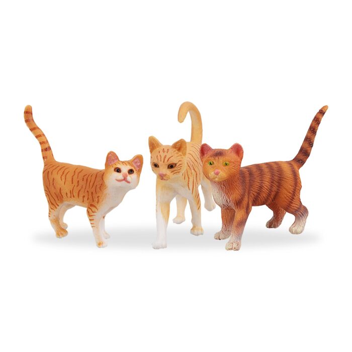 8PCS Grey and Orange Cat Figurines, Realistic Small Cat Figures Toy Set - Image 4