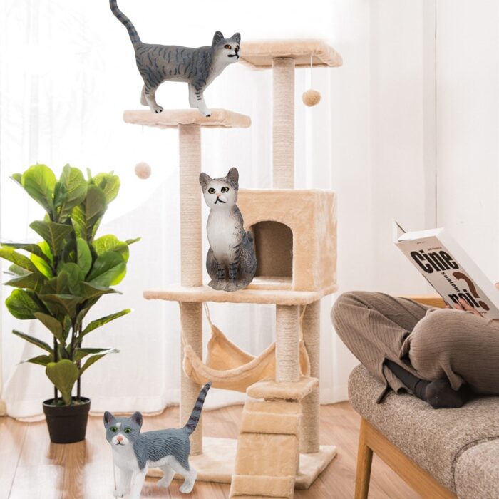 8PCS Grey and Orange Cat Figurines, Realistic Small Cat Figures Toy Set - Image 5