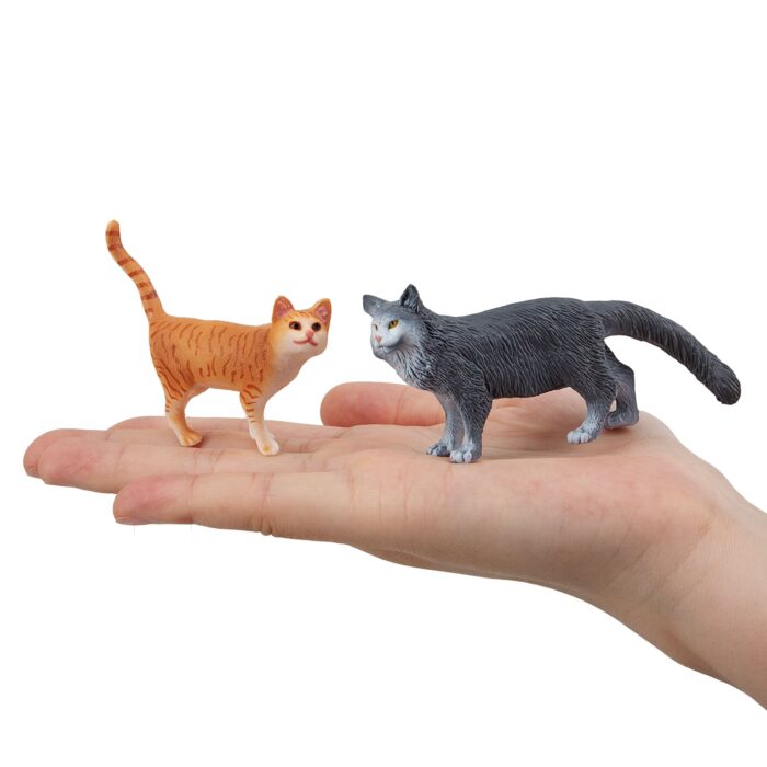 8PCS Grey and Orange Cat Figurines, Realistic Small Cat Figures Toy Set - Image 8