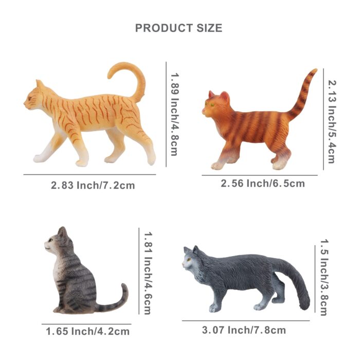 8PCS Grey and Orange Cat Figurines, Realistic Small Cat Figures Toy Set - Image 9