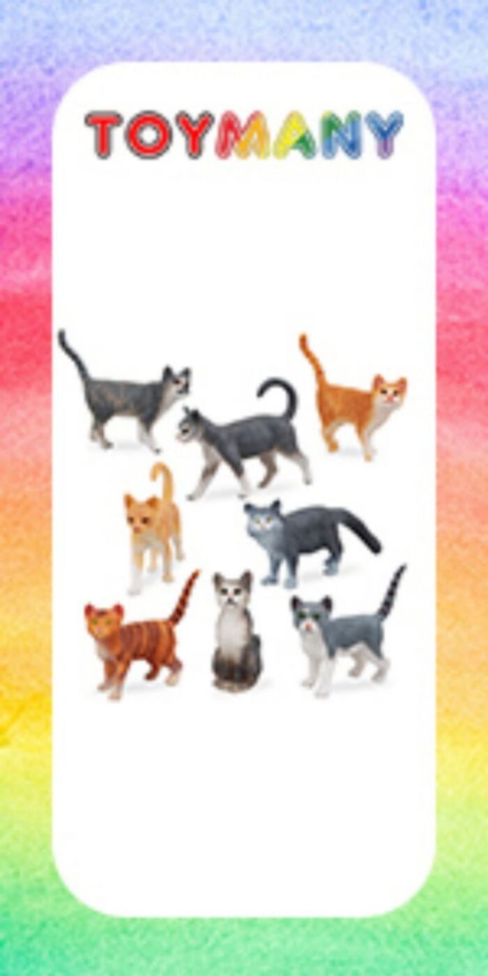 8PCS Grey and Orange Cat Figurines, Realistic Small Cat Figures Toy Set - Image 13