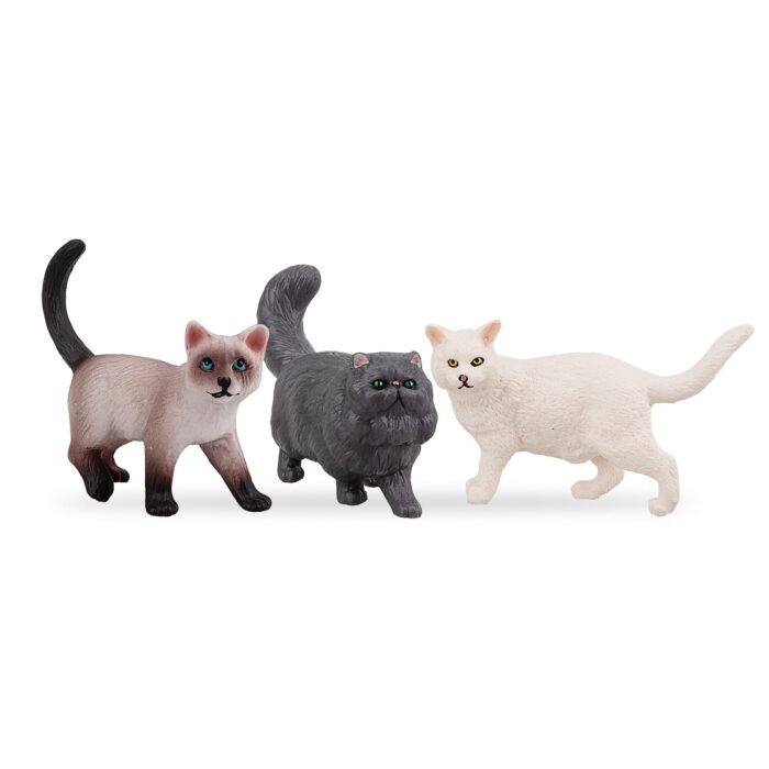 8PCS Small Black White Cat Figurines, Realistic Educational Cat Figures Toy Set - Image 3