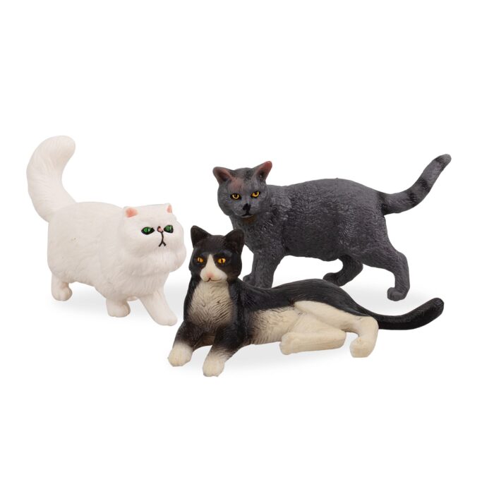 8PCS Small Black White Cat Figurines, Realistic Educational Cat Figures Toy Set - Image 4