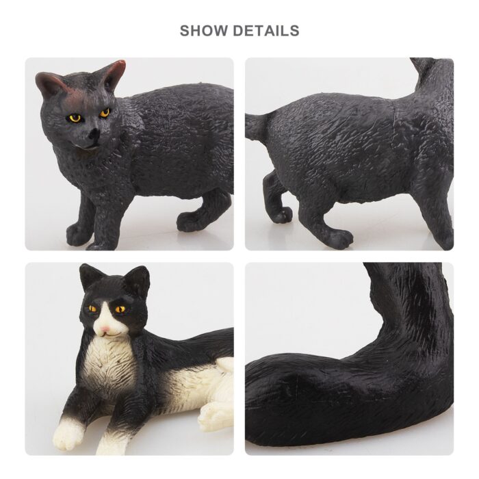 8PCS Small Black White Cat Figurines, Realistic Educational Cat Figures Toy Set - Image 6