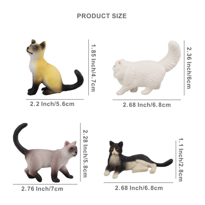 8PCS Small Black White Cat Figurines, Realistic Educational Cat Figures Toy Set - Image 10