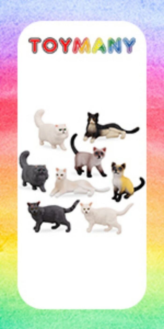 8PCS Small Black White Cat Figurines, Realistic Educational Cat Figures Toy Set - Image 13