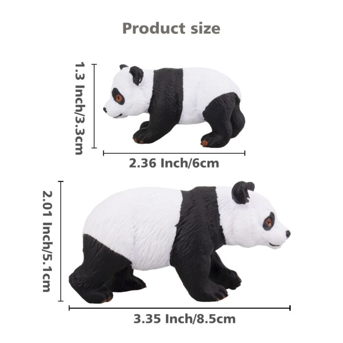 4PCS Solid Panda Figurines Toy Set, 2-4" Realistic Plastic Safari Animals Figures Family Set with Bamboo & Baby Pandas - Image 2