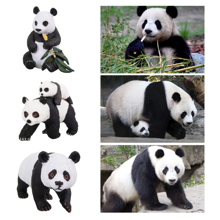 4PCS Solid Panda Figurines Toy Set, 2-4" Realistic Plastic Safari Animals Figures Family Set with Bamboo & Baby Pandas - Image 3