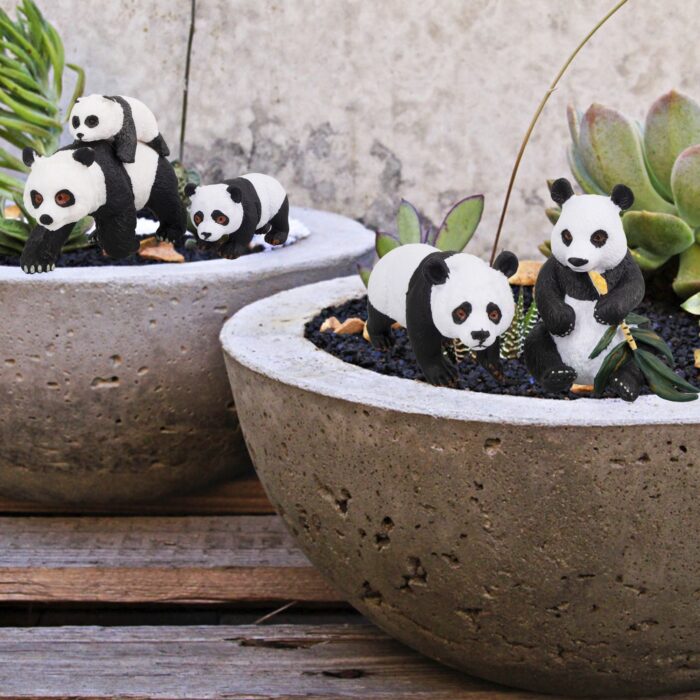 4PCS Solid Panda Figurines Toy Set, 2-4" Realistic Plastic Safari Animals Figures Family Set with Bamboo & Baby Pandas - Image 8