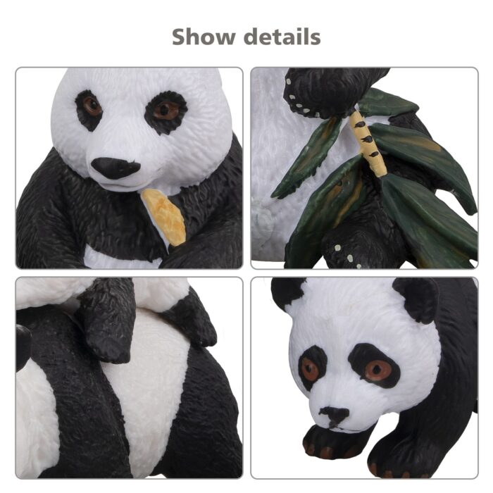 4PCS Solid Panda Figurines Toy Set, 2-4" Realistic Plastic Safari Animals Figures Family Set with Bamboo & Baby Pandas - Image 9