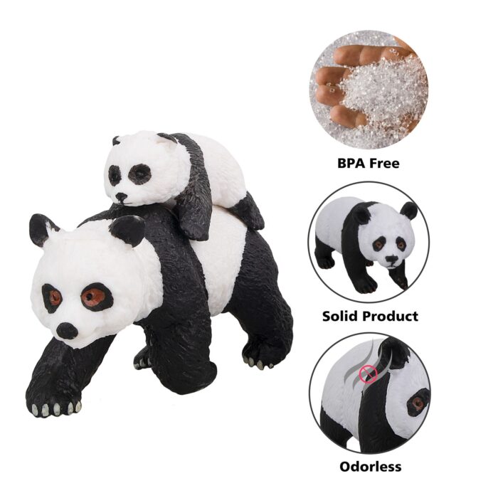 4PCS Solid Panda Figurines Toy Set, 2-4" Realistic Plastic Safari Animals Figures Family Set with Bamboo & Baby Pandas - Image 10