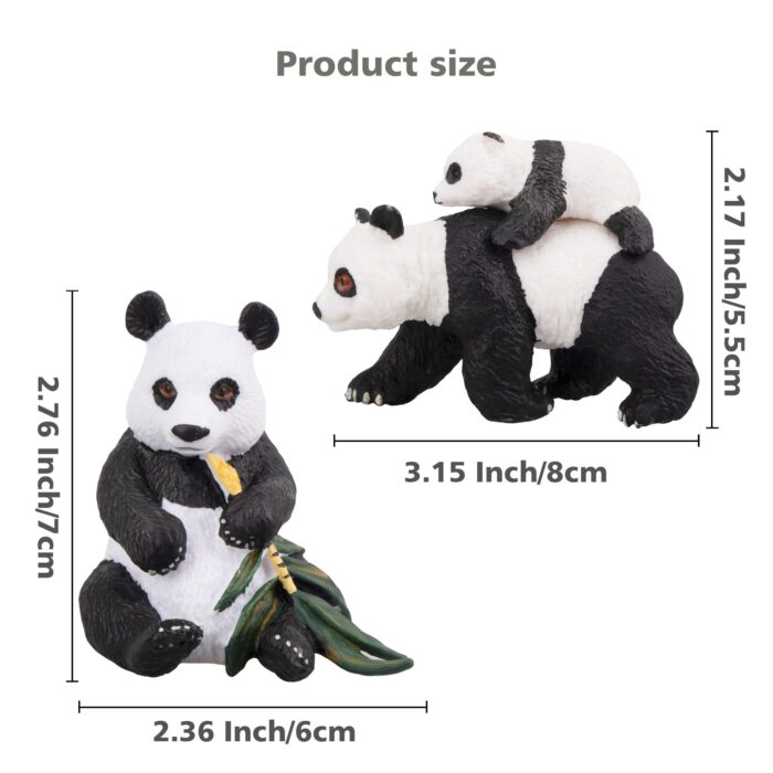 4PCS Solid Panda Figurines Toy Set, 2-4" Realistic Plastic Safari Animals Figures Family Set with Bamboo & Baby Pandas - Image 12