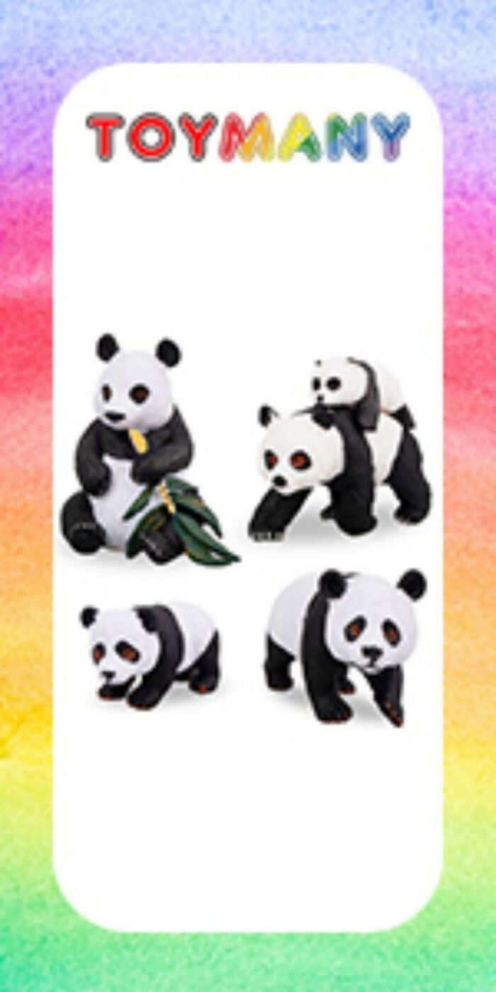 4PCS Solid Panda Figurines Toy Set, 2-4" Realistic Plastic Safari Animals Figures Family Set with Bamboo & Baby Pandas - Image 16