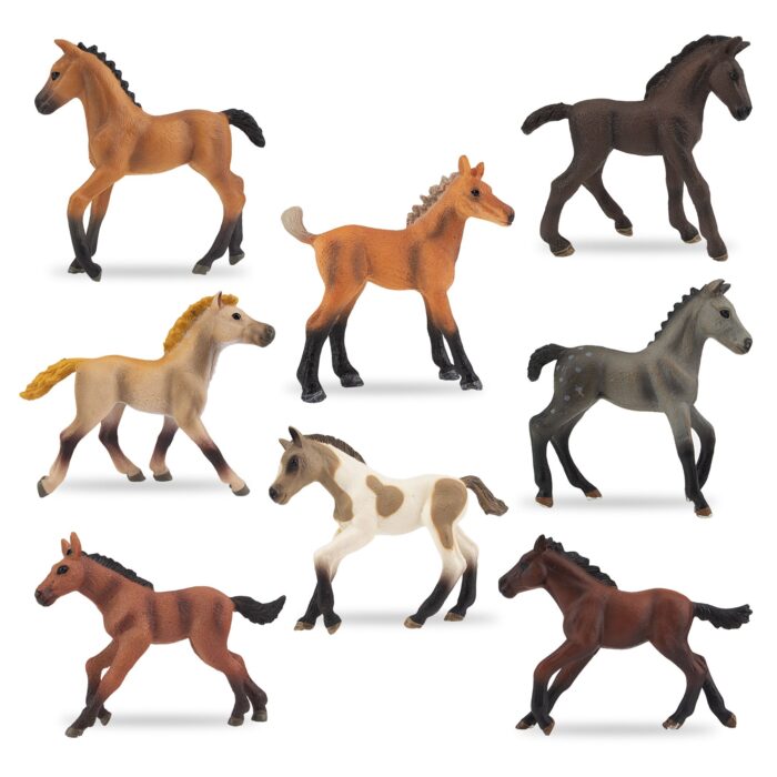 8PCS 3-4" Horse Figurines Toy Set, Realistic Detailed Plastic Pony Figures Foal Animals Toy Playset, Cake Toppers Easter Eggs - Image 2