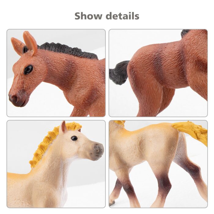 8PCS 3-4" Horse Figurines Toy Set, Realistic Detailed Plastic Pony Figures Foal Animals Toy Playset, Cake Toppers Easter Eggs - Image 6