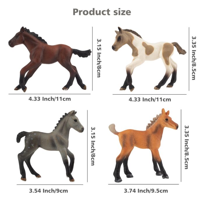 8PCS 3-4" Horse Figurines Toy Set, Realistic Detailed Plastic Pony Figures Foal Animals Toy Playset, Cake Toppers Easter Eggs - Image 9