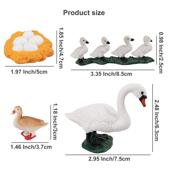 16PCS Farm Animals Figurines Life Cycle of Chicken Hen Duck Goose White Swan, Plastic Safariology Growth Cycle Eggs Figures - Image 9