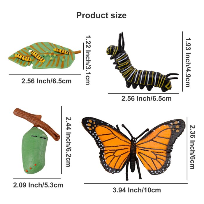 16PCS Insect Figurines Life Cycle of Monarch Butterfly,Honey Bee,Cicada,Ladybug, Plastic Caterpillars to Butterflies Bug Figures - Image 8