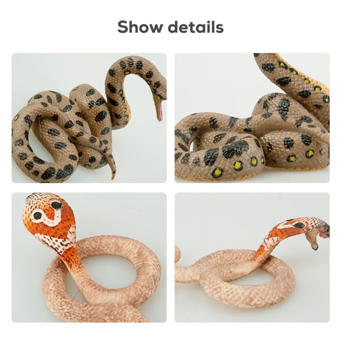 8PCS Snake Figures Safari Animal Figurines, Plastic Realistic Forest Woodland Jungle Zoo Animals Toy Set with Cobra Python Figure - Image 6