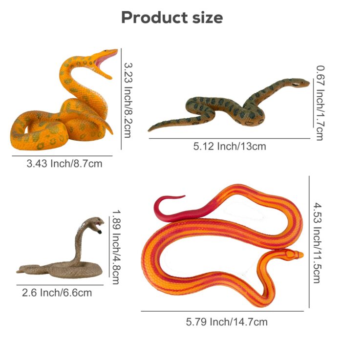 8PCS Snake Figures Safari Animal Figurines, Plastic Realistic Forest Woodland Jungle Zoo Animals Toy Set with Cobra Python Figure - Image 9