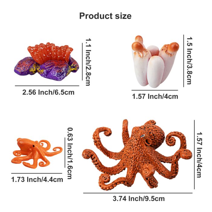 17PCS Sea Animal Life Cycle Figurines of Green Sea Turtle Crocodile Octopus Salmon Fish, Plastic Marine Figures Toy Kit - Image 8